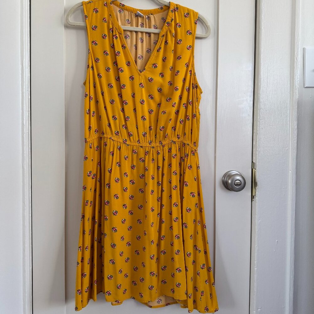 Old Navy Fit & Flare Mustard Floral Dress